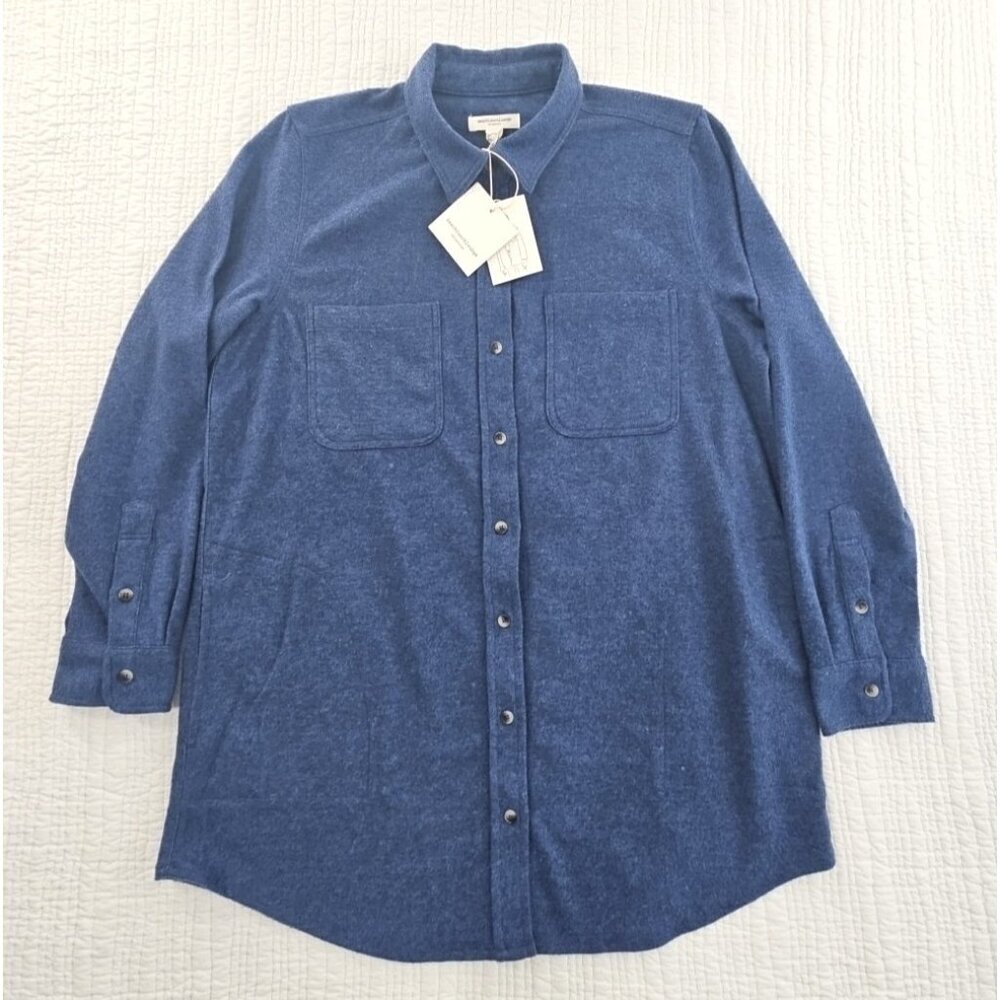 NEW Beach Lunch Lounge Shacket Women's L Heathered Blue Shirt Jacket NWT Brushed
